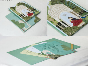 Pichwai Theme Wedding Invitation Card BM 413 Green