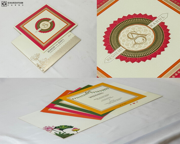 Red & Beige Indian Wedding Card BM 442