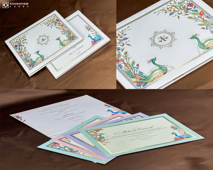 Peacock Theme Designer Wedding Card Design BM 453