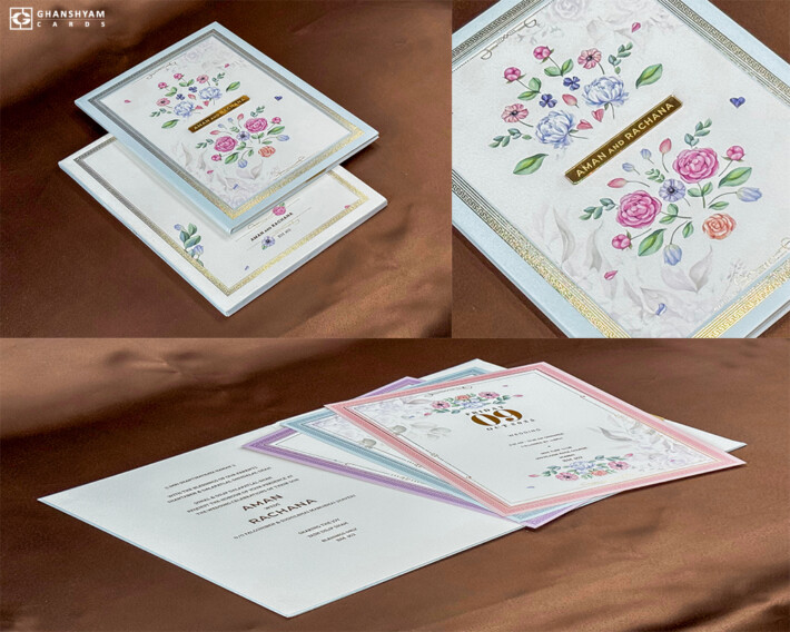 Floral Theme Padded Wedding Card BM 462