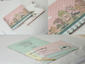 Pastel Pink Designer Pichwai Theme Wedding Invite BM 473