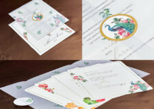 Peacock Theme Butter Paper Wedding Card BM 474