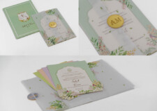 Floral Butter Paper Wedding Invite Design BM 476