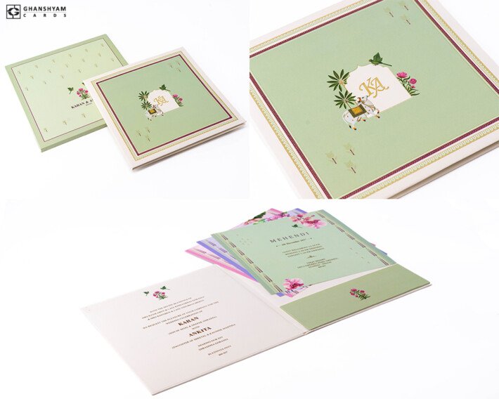 Pichwai Cow Theme Wedding Card BM 507