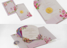 Floral Butter Paper Wedding Invite Design BM 509