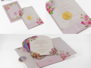 Floral Butter Paper Wedding Invite Design BM 509