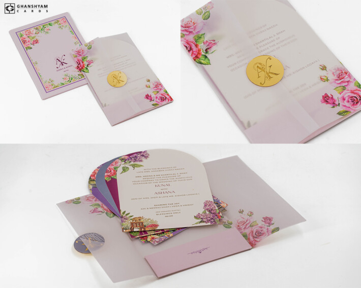 Floral Butter Paper Wedding Invite Design BM 509