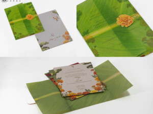 Banana Leaf Butter Printed Wedding Card Design BM 510