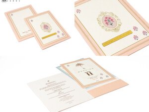 Designer Japiur Flower Theme Wedding Card BM 518 Pink