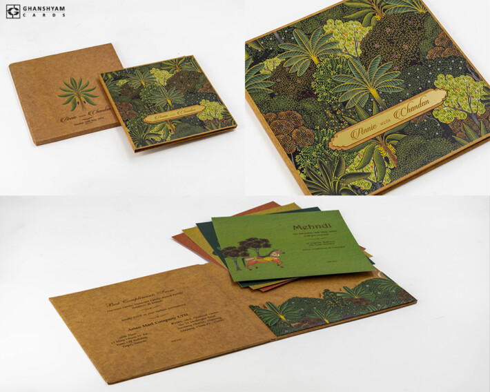 Pichwai Craft Paper Wedding Card Design BM 520