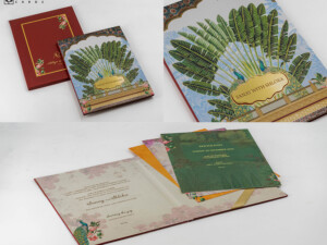 Peacock Theme Padded Deisgner Wedding Card Design BM 523