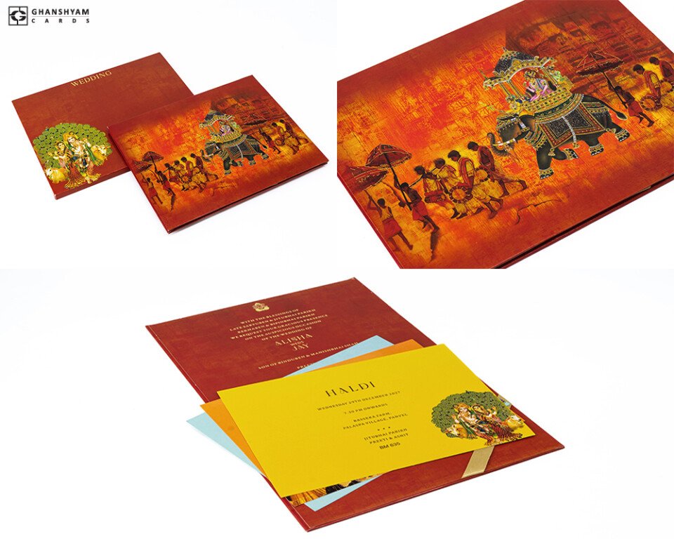 Royal Elephant Theme Wedding Card BM 635