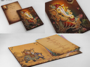 Ganesh Hindu Padded Wedding Card Design DS Lavanya 09