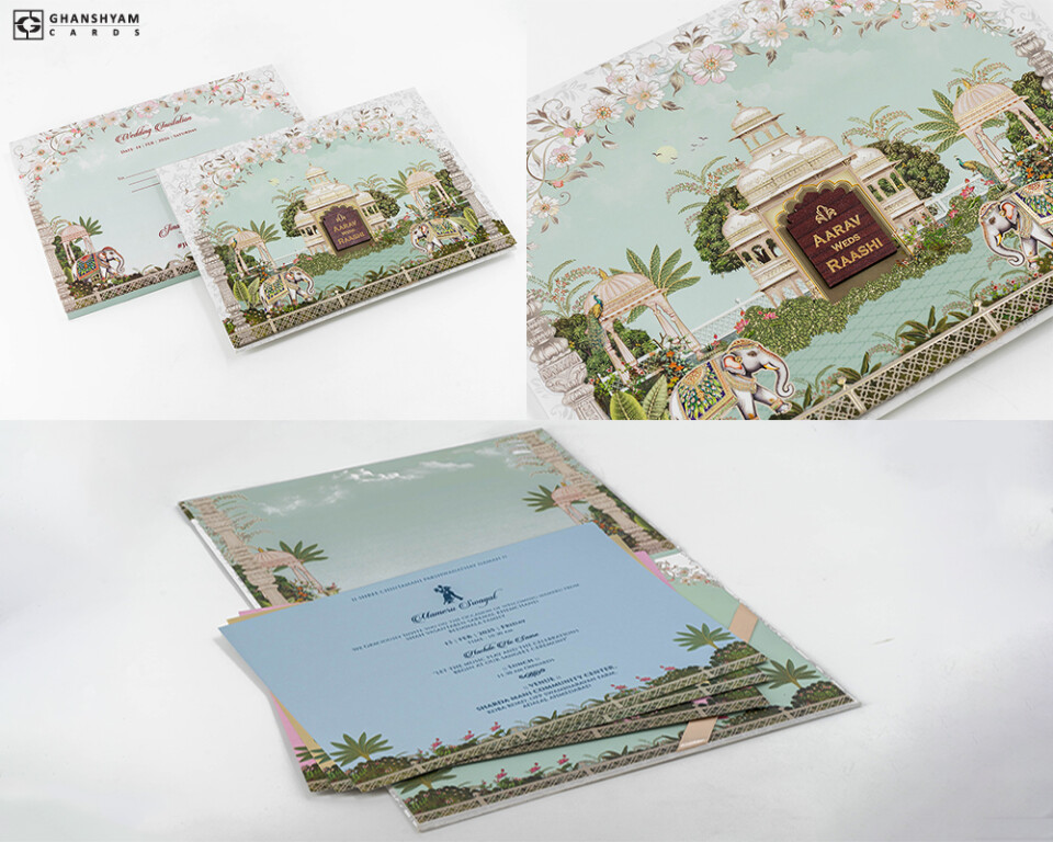 Traditional Elephant Theme Wedding Invitation DS Limfy 05