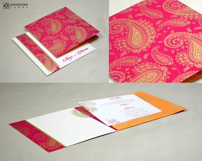 Paisley or Keri Design Pink Wedding Card GC 1002