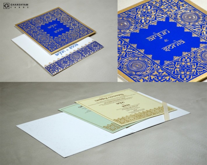 Blue Designer Wedding Card GC 2002