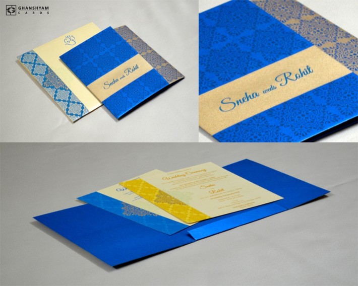 Blue Designer Budget Wedding Card GC 2008