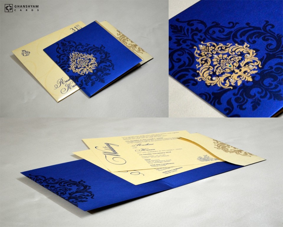Royal Blue Budget Wedding Card GC 2016