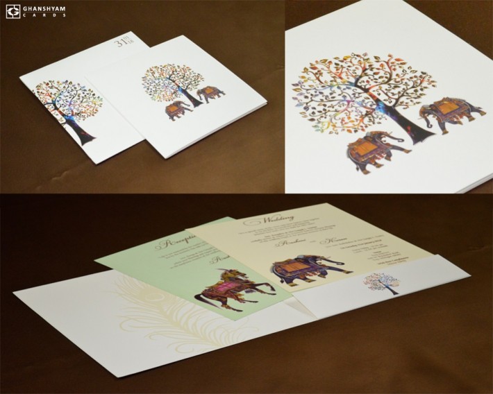 Tree and Elephant Theme Designer Wedding Card GC 2019