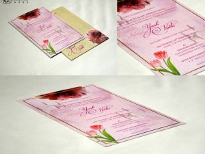 Floral Theme Pink Engagement Wedding Card GC 2098