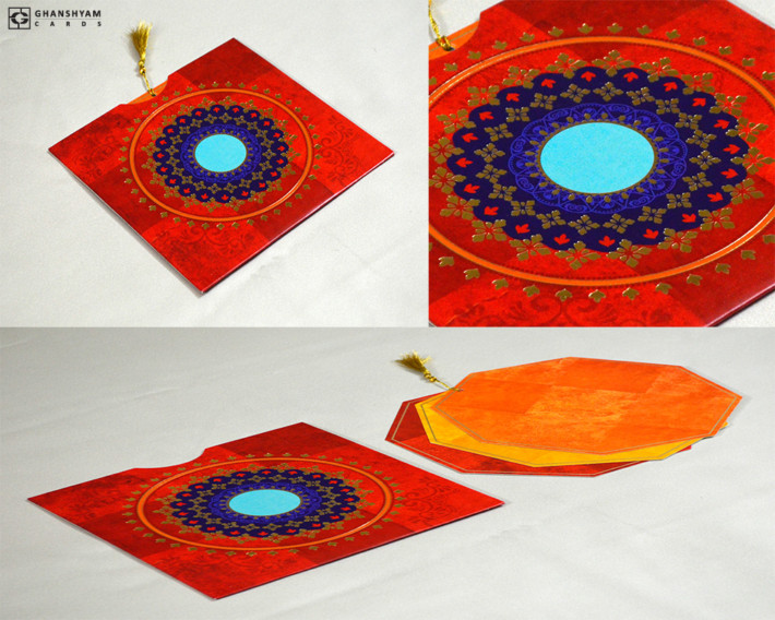 Red Designer Wedding Card GC 3004