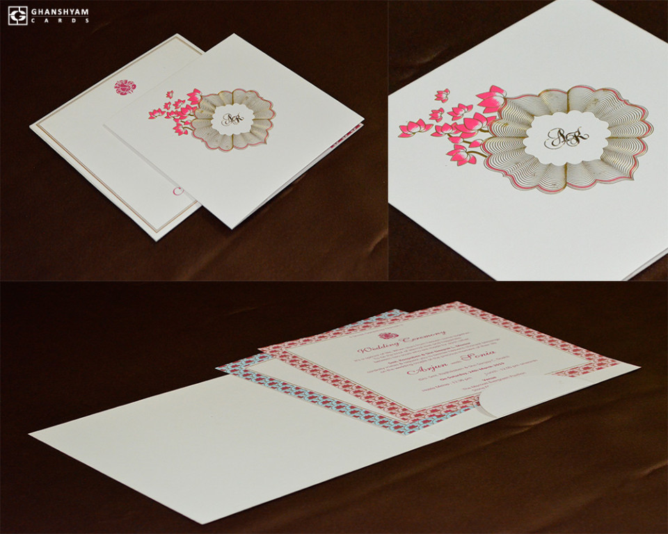 Designer Floral Theme Wedding Card GC 3009