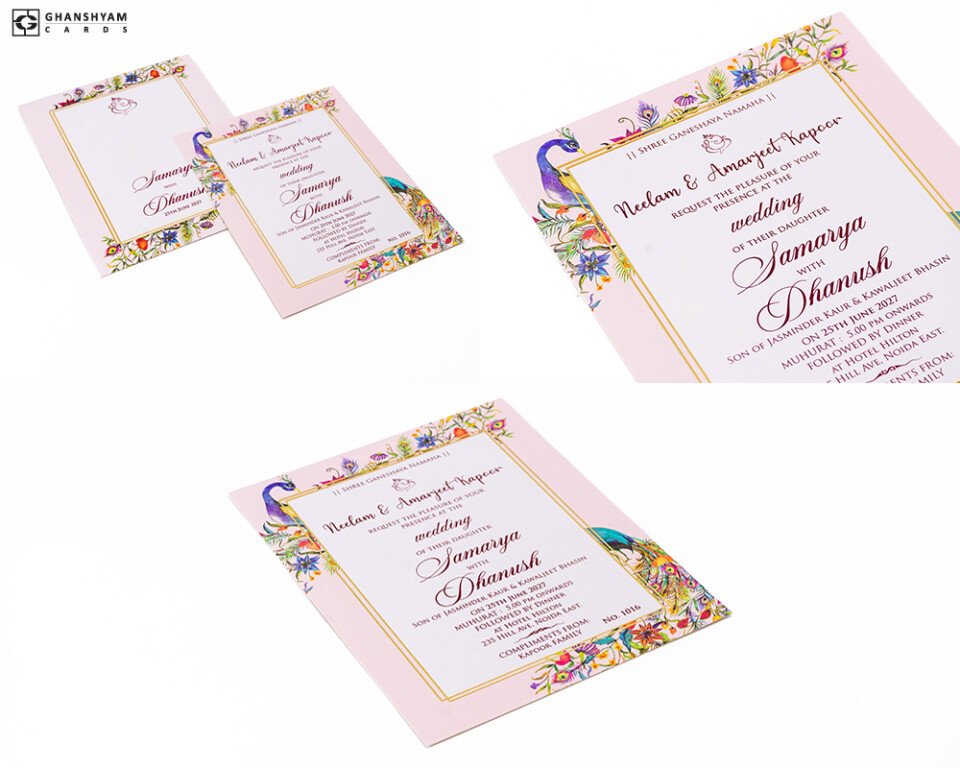 Peacock Theme Engagement Invitation LM 1016