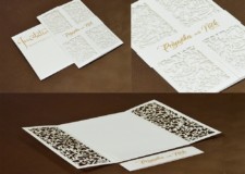 Center Fold Laser Cut Wedding Card Design LM 258 White