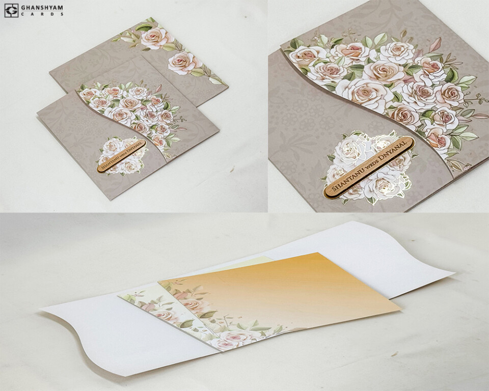 Floral Theme Budget Wedding Card LM 639