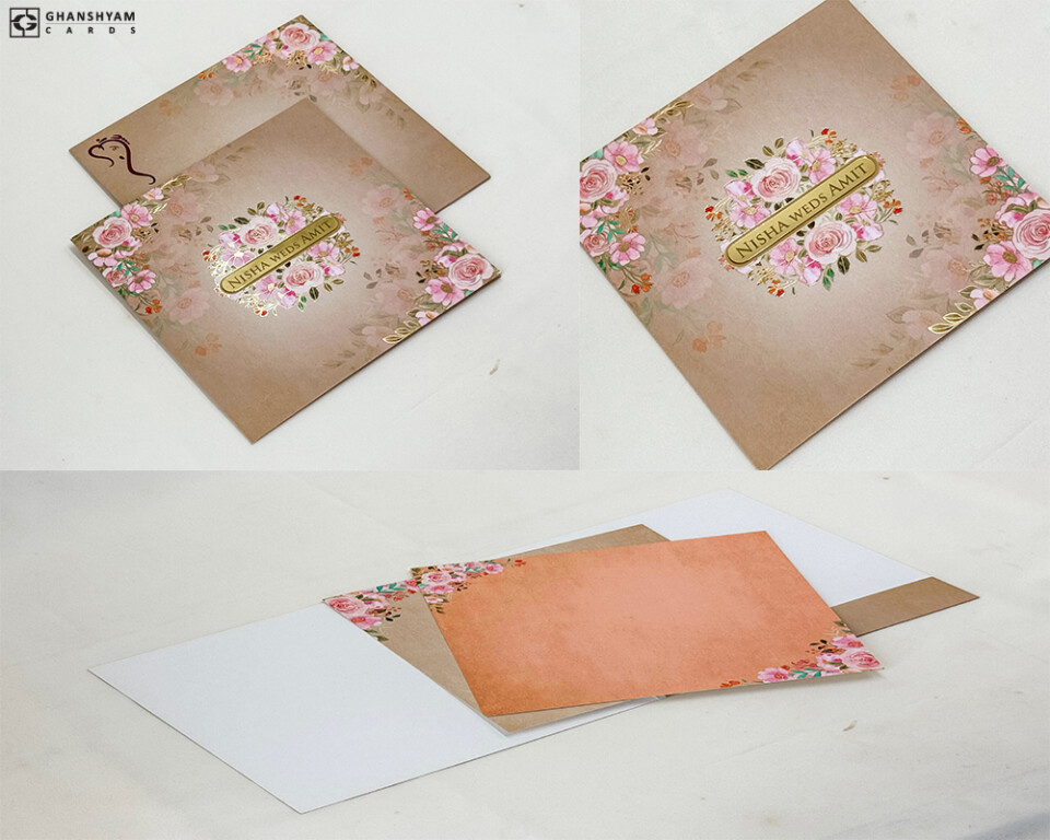 Floral Theme Budget Wedding Card LM 640