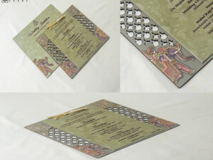 MDF Laser Cutting Royal Elehant Theme Wedding Invitation LM 687