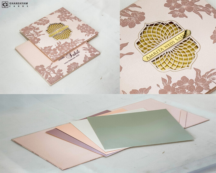 Laser Cutting Padded Wedding Card LM 801