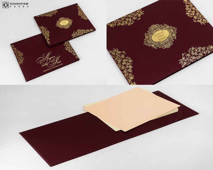 Maroon Multifaith Wedding Card Design LM 827