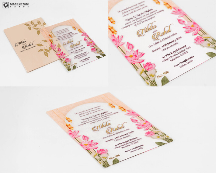 Lotus Theme Engagement Invitation LM 908