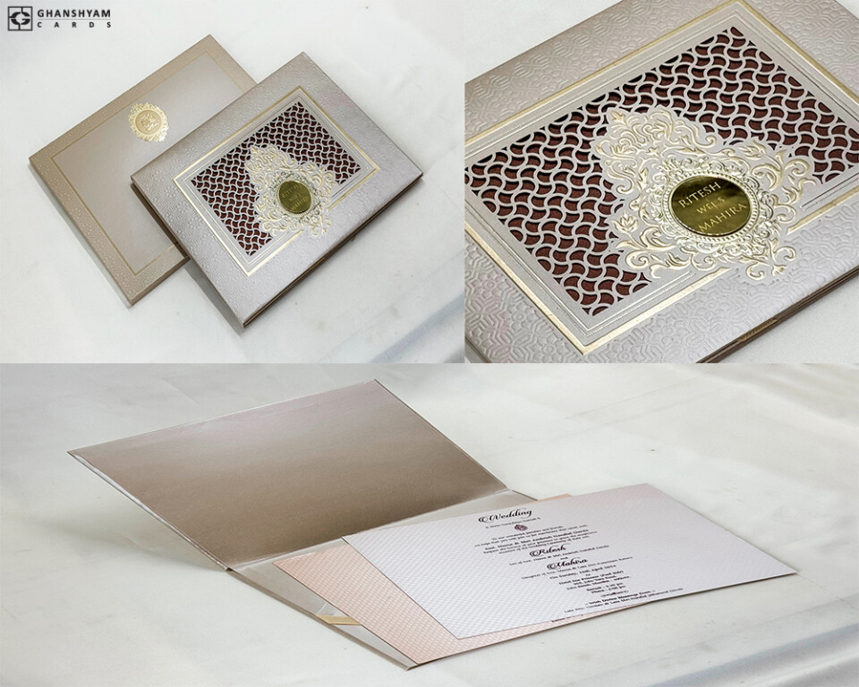 Laser Cutting Padded Wedding Card MCC 9021