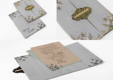 Centre Opening Door Style Floral Padded Wedding Card Design MH 1061