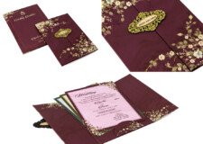 Maroon Floral Wedding Card MH 1076