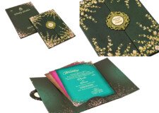 Bottle Green Floral Wedding Card MH 1261