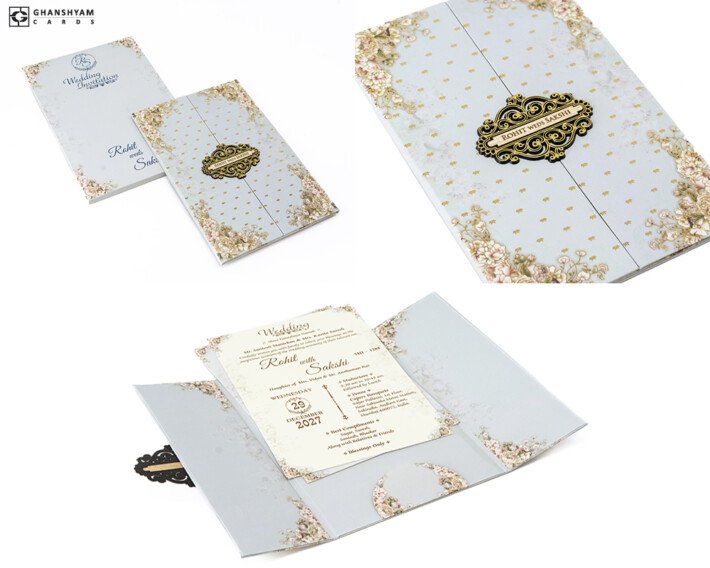 Floral Door Style Centre Opening Wedding Card MH 1288