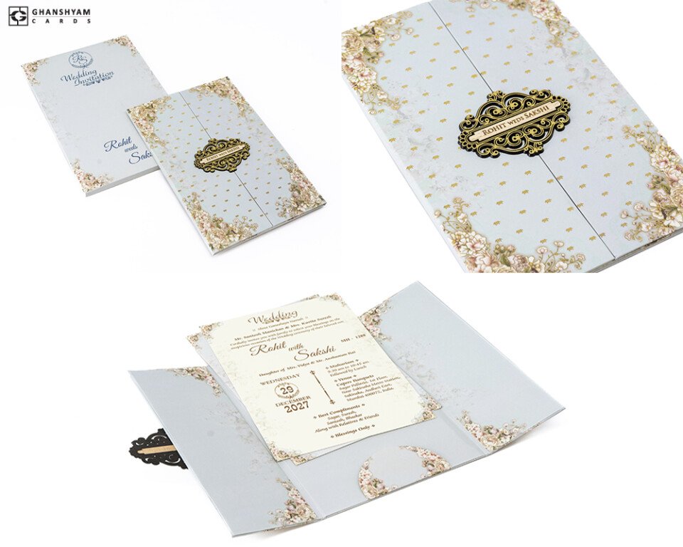 Floral Door Style Centre Opening Wedding Card MH 1288