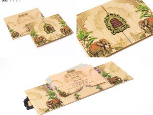 Elephant Theme Door Style Centre Opening Wedding Card MH 1322