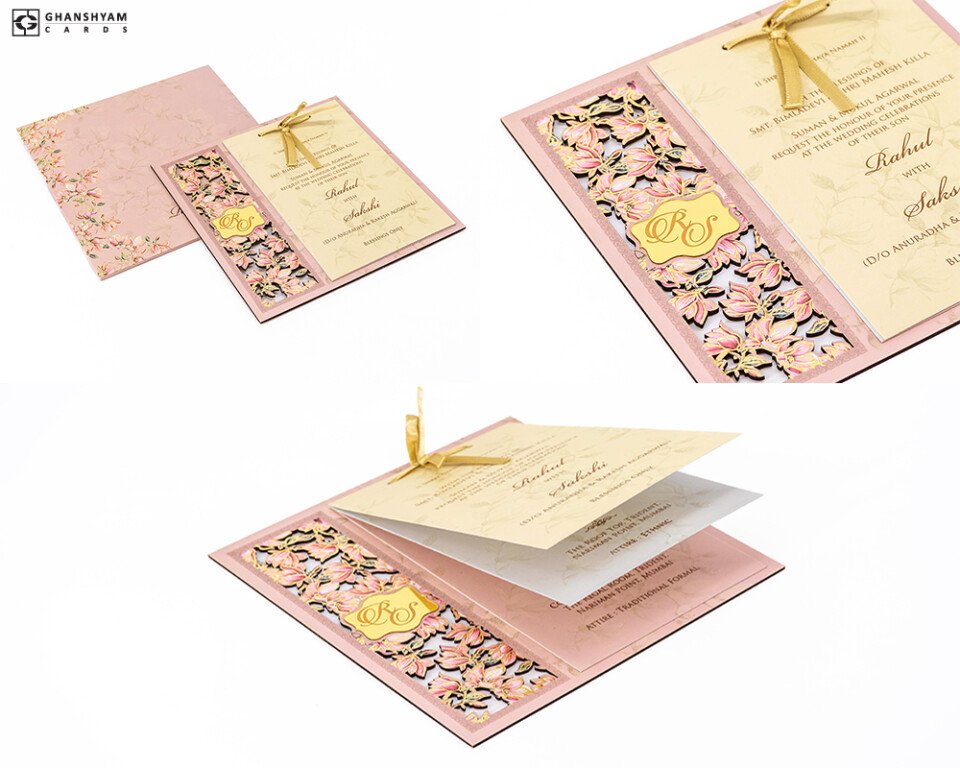Floral Laser Cut MDF Wedding Card PP 3123