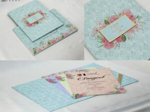 Light Blue Floral Theme Padded Weding Card PP 3162