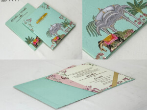 Mughal Theme Padded Wedding Card Design PP 3186