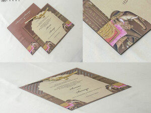 Elephant Theme MDF Style Laser Cut Wedding Card PP 3228