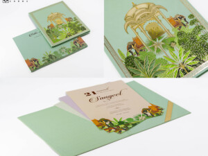 Elephany & Tree Theme Pichwai Padded Wedding Card PP 3277