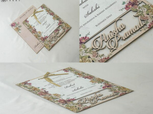 Name Lasercut Floral Theme Wedding Card PP 3288