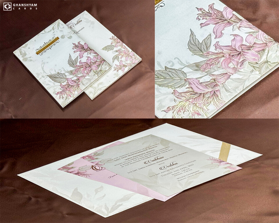 Padded Floral Theme Wedding Card PP 3296