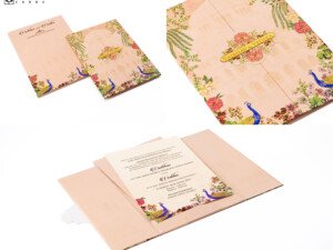 Peacock Theme Door Style Centre Opening Wedding Card PP 3371