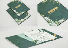 Green Floral Padded Wedding Card Design PP 3374